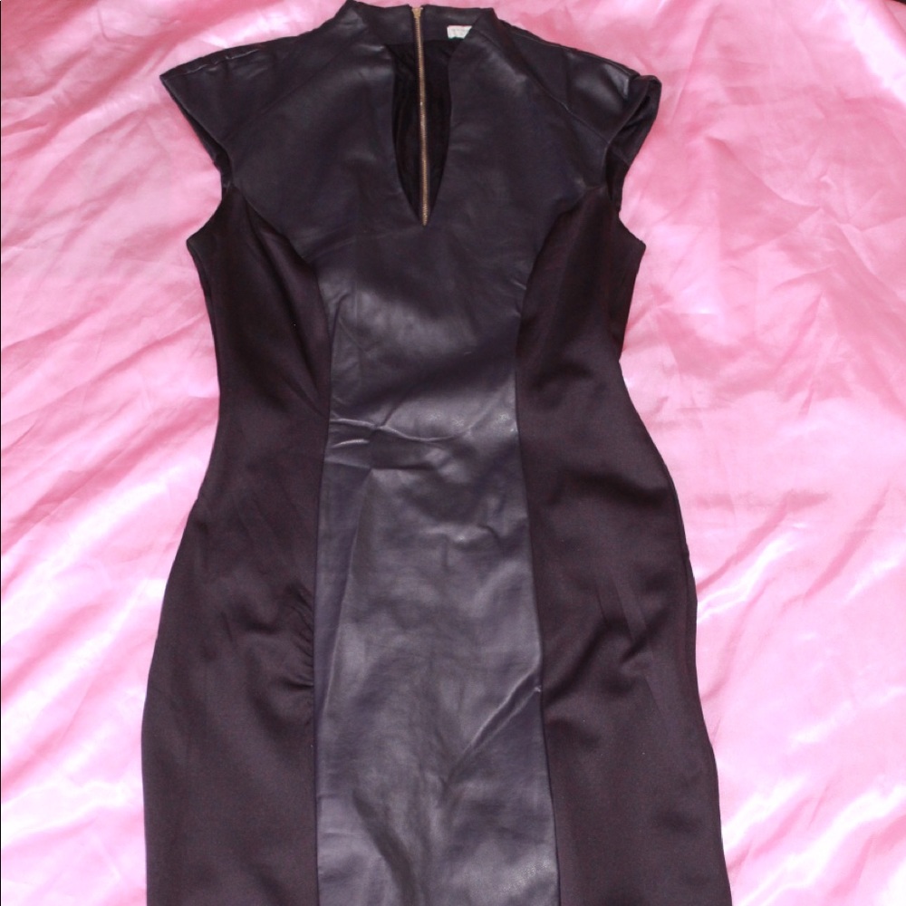 NY&C Purple Faux Leather Panel Dress